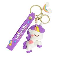 Zinc Alloy Key Clasp, Soft PVC, with Zinc Alloy, Unicorn, multifunctional & Unisex, more colors for choice, 61x60mm, Sold By PC