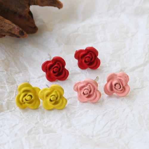 Zinklegering oorbel onderdelen, Zinc Alloy, Rose, gepolijst, DIY, meer kleuren voor de keuze, nikkel, lood en cadmium vrij, 9x9mm, 100pC's/Bag, Verkocht door Bag