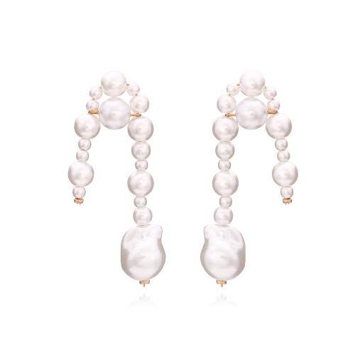 Pendientes, Perlas plásticas, Joyería & para mujer, Blanco, 24x66mm, Vendido por Par