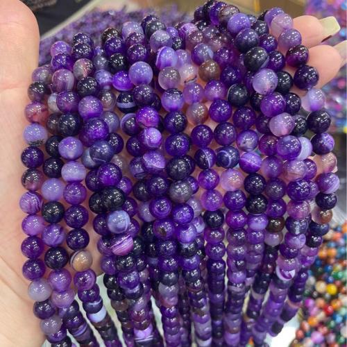 Natuurlijke Lace Agaat kralen, Ronde, DIY & verschillende grootte voor keus, purper, Per verkocht Ca 38 cm Strand