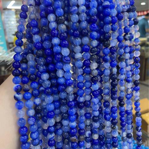 Natural Lace Agate Beads Round DIY blue Sold Per Approx 38 cm Strand