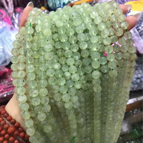 Gemstone Jewelry Beads Natural Prehnite Round DIY green Sold Per Approx 38 cm Strand