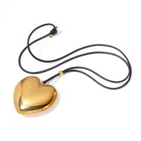 Collana in acciaio inossidabile, 304 acciaio inox, with corda di cera, Cuore, gioielli di moda & per la donna, dorato, 50.70x47.80mm, Venduto per Appross. 26.77 pollice filo