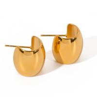 Stainless Steel Stud Earrings 304 Stainless Steel 18K gold plated fashion jewelry & for woman golden Sold By Pair