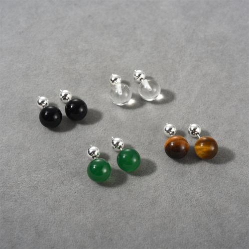 Pendientes de Gemas, Piedras preciosas, con metal, Esférico, Joyería & diferentes materiales para la opción, más colores para la opción, 10.30mm, Vendido por Par