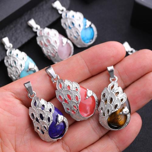 Gemstone Pendants Jewelry with Zinc Alloy Teardrop DIY Sold By PC