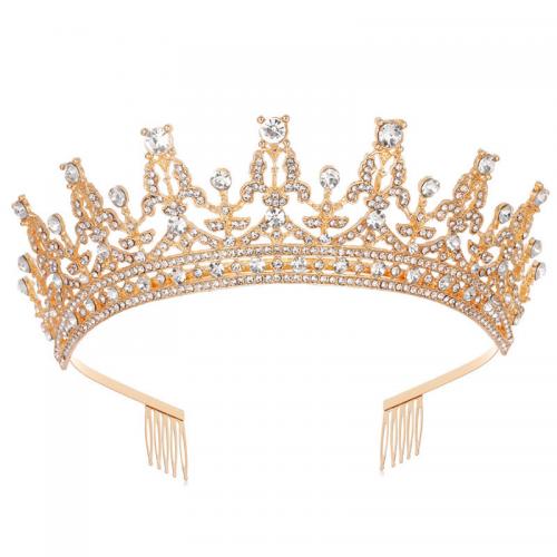 Tiaras, Sinc Alloy, plátáilte, jewelry faisin & do bhean & le rhinestone, dathanna níos mó le haghaidh rogha, nicil, luaidhe & caidmiam saor in aisce, Díolta De réir PC