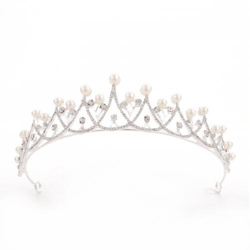 Tiaras, liga de zinco, cromado de cor prateada, joias de moda & para mulher & com strass, prateado, níquel, chumbo e cádmio livre, vendido por PC