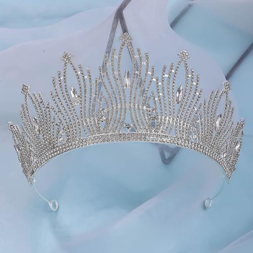 Bridal Tiaras Zinc Alloy silver color plated fashion jewelry & for woman & with rhinestone silver color nickel lead & cadmium free Sold By PC