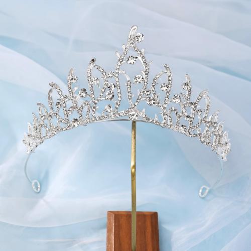 Bridal Tiaras Zinc Alloy silver color plated fashion jewelry & for woman & with rhinestone silver color nickel lead & cadmium free Sold By PC