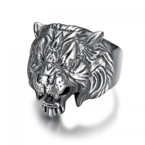 Stainless Steel Finger Ring 304 Stainless Steel Tiger Antique finish fashion jewelry & for man original color Sold By PC