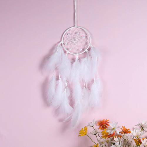 Fashion Dreamcatcher, Feder, mit Rohrstock & Nylon & Eisen, für Zuhause und Büro, weiß, 480mm, verkauft von PC