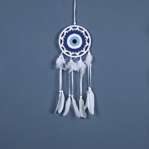 Mode Dreamcatcher, plume, avec Canne & Nylon & fer, fait à la main, pour la maison et le bureau & motif de mauvais œil, couleurs mélangées, 460mm, Vendu par PC