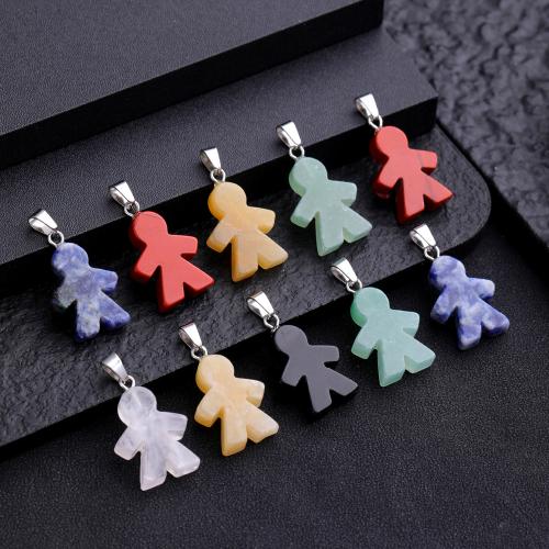 Edelsteen Hangers Sieraden, met Ijzer, DIY, gemengde kleuren, 16x24mm, 10pC's/Bag, Verkocht door Bag