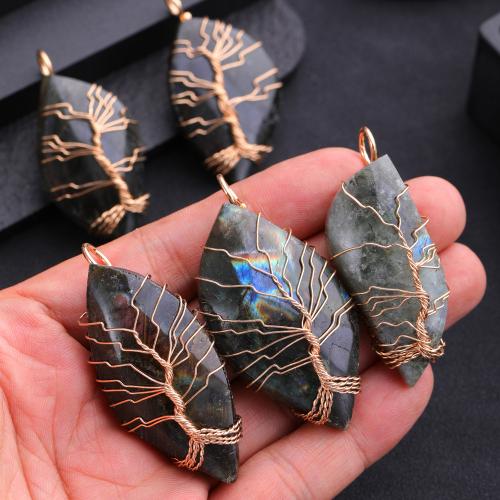 Gemstone Pendants Jewelry Labradorite with Iron DIY Sold By Bag