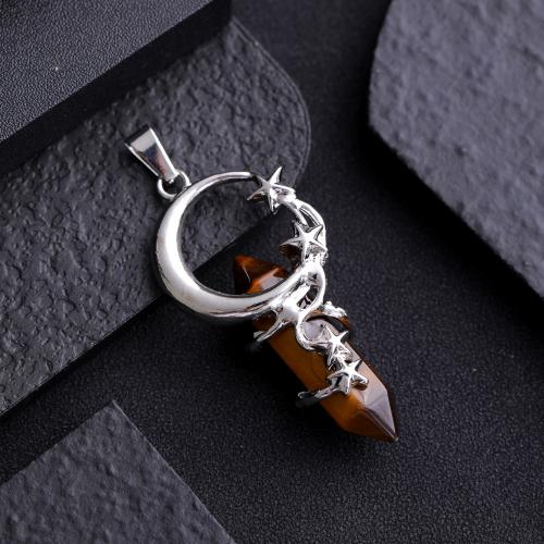 Gemstone Pendants Jewelry with Zinc Alloy Moon and Star DIY Sold By PC