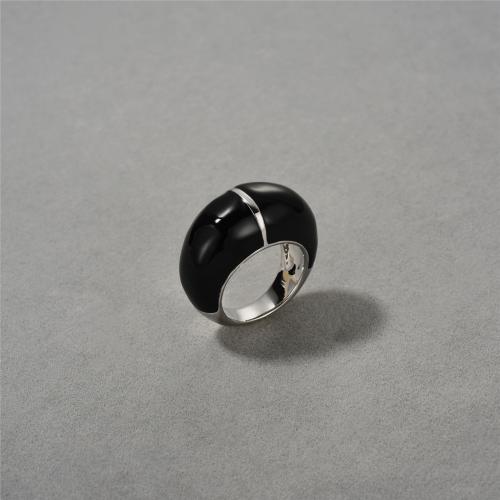 Anillo de dedo de latón, metal, Esférico, chapado, Joyería, Negro, libre de níquel, plomo & cadmio, tamaño:6-8, Vendido por UD