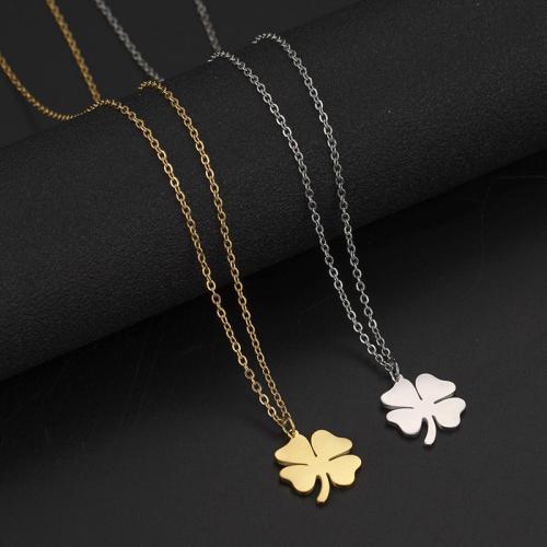 Stainless Steel smycken Ställer, armband & halsband, 304 rostfritt stål, Four Leaf Clover, plated, 2 stycken & mode smycken & för kvinna, fler färger för val, nickel, bly och kadmium gratis, Säljs av Ställ