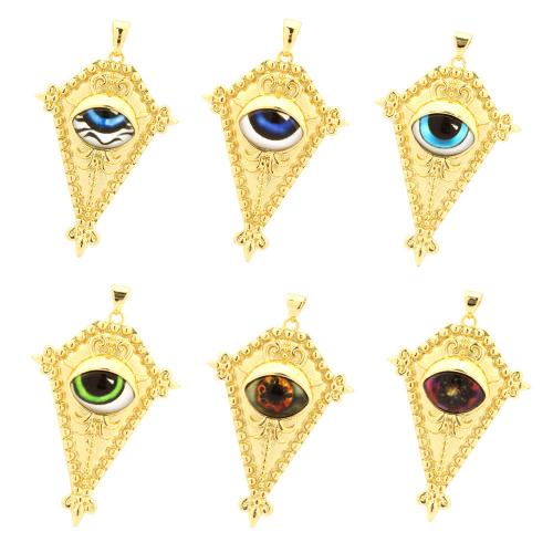 Evil Eye Hangers, Messing, met Hars, plated, DIY & verschillende stijlen voor de keuze, gouden, Verkocht door PC