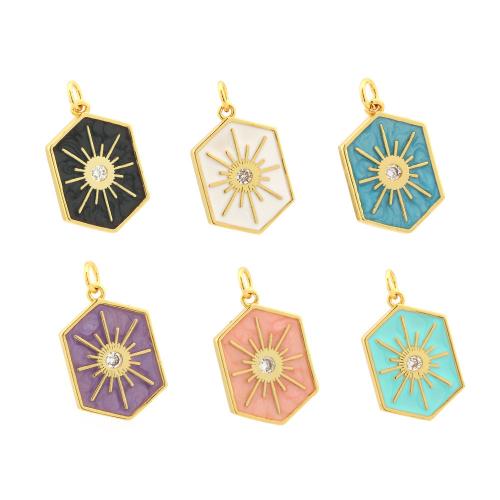 Cubic Zirconia Micro Pave Brass Pendant plated DIY & micro pave cubic zirconia & enamel Sold By PC