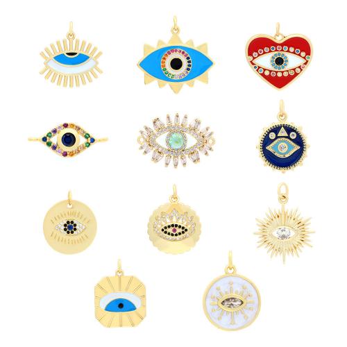 Evil Eye Pakabukai, Žalvarinis, padengtą, Pasidaryk pats & įvairių stilių pasirinkimas & mikro nutiesti kubinių Zirconia & emalė, aukso, Pardavė PC