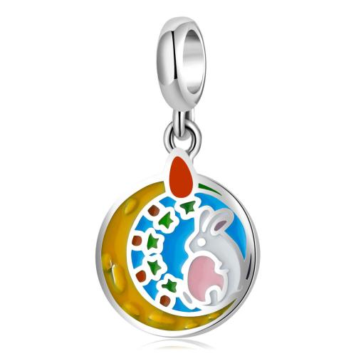 Pendentif en argent Sterling 925, Rond, DIY & autocollant époxyde, beads length 10-20mm, Vendu par PC