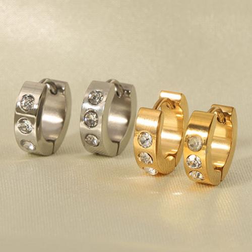 Stainless Steel Lever Terug Earring, 304 roestvrij staal, mode sieraden & voor vrouw & met strass, meer kleuren voor de keuze, Verkocht door pair