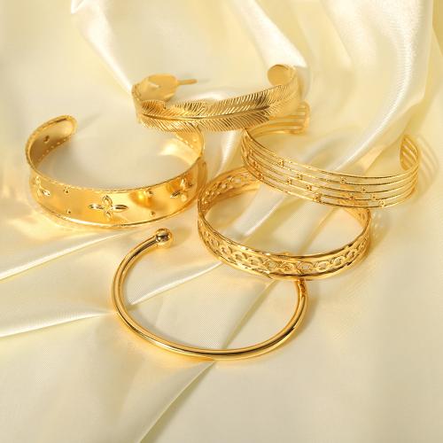 Rozsdamentes acél bangle, 304 rozsdamentes acél, 18K aranyozott, divat ékszerek & különböző stílusokat a választás & a nő, aranysárga, Által értékesített PC