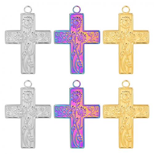 Roestvrij staal Cross Hangers, 304 roestvrij staal, Oversteken, mode sieraden & DIY, meer kleuren voor de keuze, 23x35mm, Verkocht door PC