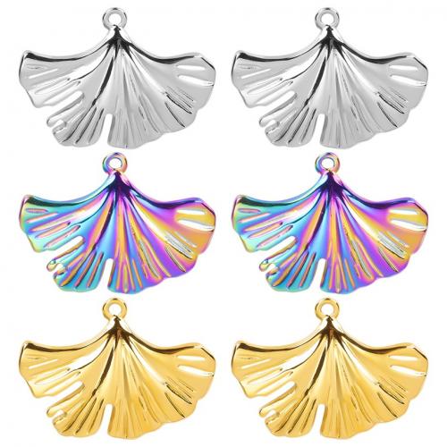 Bijoux pendentifs en acier inoxydable , Acier inoxydable 304, Ginkgo Feuille, bijoux de mode & DIY, plus de couleurs à choisir, 30x24mm, Vendu par PC