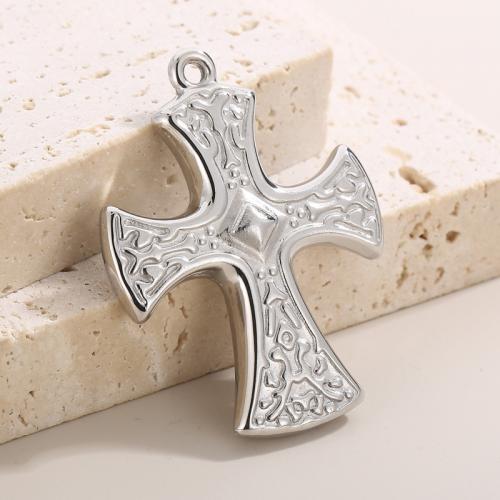 Pendants Cruach Cross dhosmálta, 304 Cruach dhosmálta, jewelry faisin & DIY, dath bunaidh, 47x36mm, Díolta De réir PC