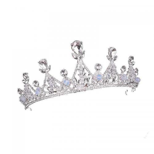 Tiaras, liga de zinco, with cristal, joias de moda & para mulher & com strass, branco, níquel, chumbo e cádmio livre, Diametro interno:Aprox 140mm, vendido por PC