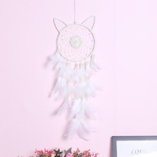 Mode Dreamcatcher, Feather, med Cane & Nylon & Jern, håndlavet, til hjemmet og kontoret & luminated, hvid, 680mm, Solgt af PC