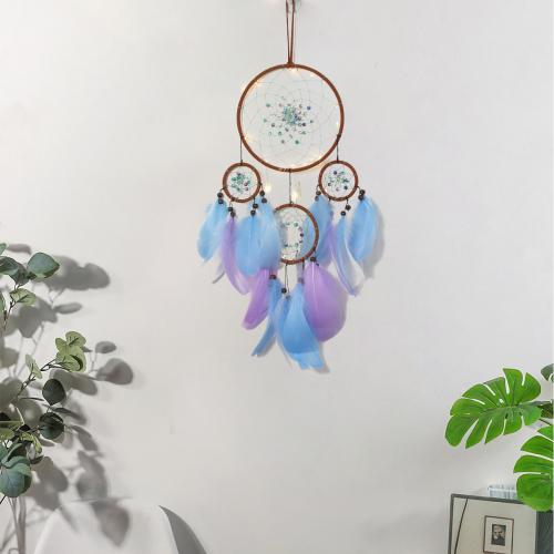 Fashion Dreamcatcher, Feder, mit Rohrstock & Nylon & Eisen, handgemacht, für Zuhause und Büro, gemischte Farben, 450mm, verkauft von PC