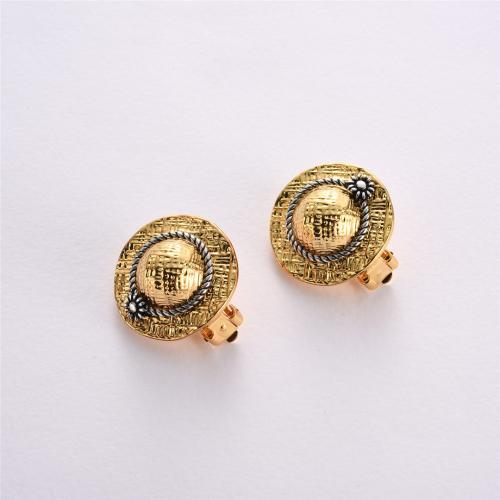 laiton Clip boucle d’oreille, chapeau, Placage, bijoux de mode, doré, protéger l'environnement, sans nickel, plomb et cadmium, 25x13mm, Vendu par paire