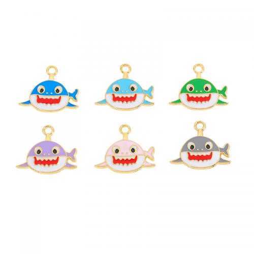 Zinc Alloy Enamel Pendants Shark plated DIY nickel lead & cadmium free Approx Sold By Bag