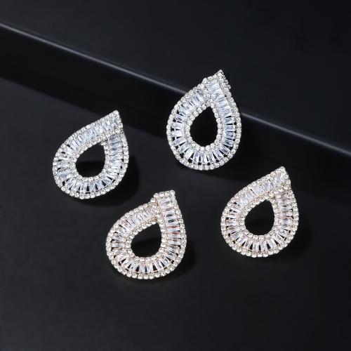 Cubic Zirconia Micro Pave Brass Earring Teardrop fashion jewelry & micro pave cubic zirconia & for woman nickel lead & cadmium free Sold By Pair