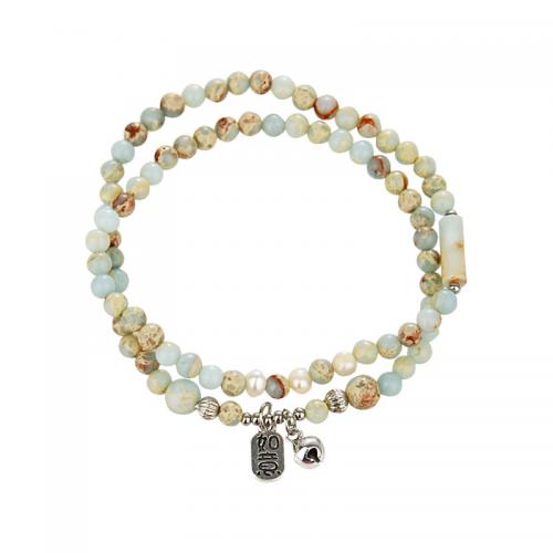 Bracciali ottone, with Shoushan Stone & perla in plastica, placcato, per la donna, multi-colore, The size is about 35CM, Venduto da PC