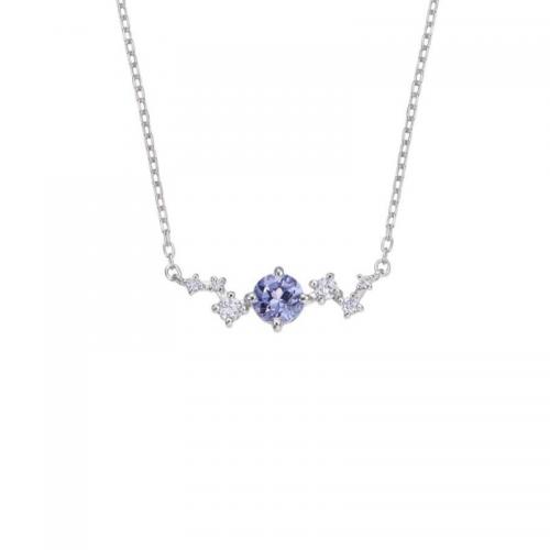 925 argento sterlina collana, with 2inch extender chain, Motivo geometrico, placcato platino, Micro spianare cubic zirconia & per la donna, Lunghezza Appross. 15.7 pollice, Venduto da PC