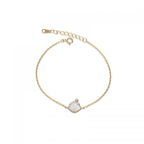 Plata de ley 925 Pulsera, con Nácar Blanca, con 1.2inch extender cadena, Nácar, chapado, micro arcilla de zirconia cúbica & para mujer, más colores para la opción, longitud aproximado 6.3 Inch, Vendido por UD