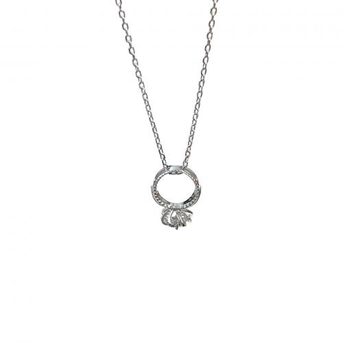 925 prata esterlina colar, with 1.2inch extender chain, Padrão Geométrico, platinado, micro pavimento em zircônia cúbica & para mulher, comprimento Aprox 15.7 inchaltura, vendido por PC