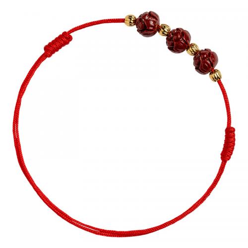 Cinnabar enkelring, met Textiel binnenwerk Cord & Zinc Alloy, Lotus, Vintage & verstelbaar & voor vrouw, meer kleuren voor de keuze, Binnendiameter:Ca 135mm, Verkocht door PC