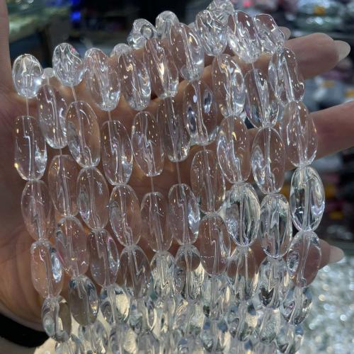 Kristall-Perlen, Kristall, flachoval, DIY, Crystal Clear, 12x18mm, verkauft per ca. 38 cm Strang