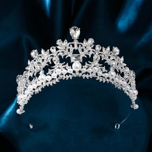 Tiaras, liga de zinco, with Concha de resina, cromado de cor prateada, joias de moda & para mulher & com strass, prateado, níquel, chumbo e cádmio livre, vendido por PC