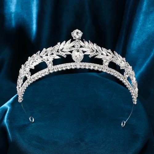 Tiaras, liga de zinco, cromado de cor prateada, joias de moda & para mulher & com strass, prateado, níquel, chumbo e cádmio livre, vendido por PC