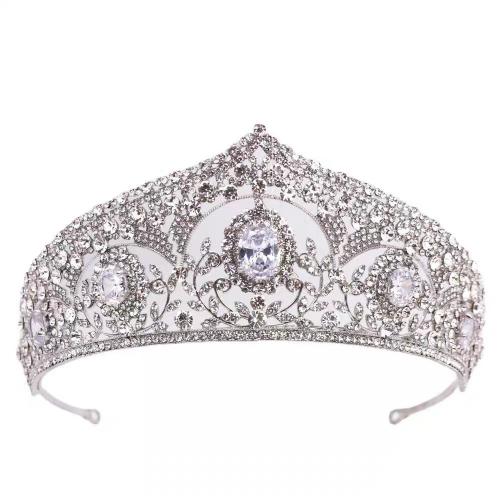 Tiaras, liga de zinco, cromado de cor prateada, joias de moda & para mulher & com strass, prateado, níquel, chumbo e cádmio livre, vendido por PC