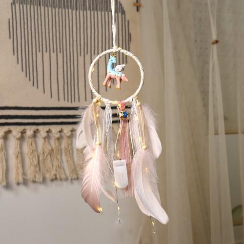 Fashion Dreamcatcher, Feder, mit Nylon & Eisen, Einhorn, handgemacht, für Zuhause und Büro & verschiedene Stile für Wahl, keine, 300mm, verkauft von PC