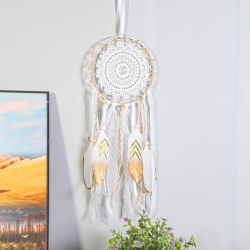 Mode Dreamcatcher, Feather, med Lace & Jern, håndlavet, til hjemmet og kontoret & forskellige stilarter for valg, flere farver til valg, 410mm, Solgt af PC