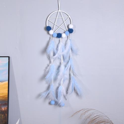 Mode Dreamcatcher, plume, avec Canne & Nylon & fer, étoile, fait à la main, pour la maison et le bureau, plus de couleurs à choisir, 550mm, Vendu par PC