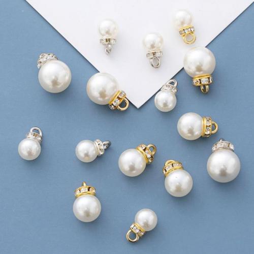 ABS Plastic Pendants ABS Plastic Pearl with Rhinestone & Zinc Alloy DIY  nickel lead & cadmium free Sold By Bag